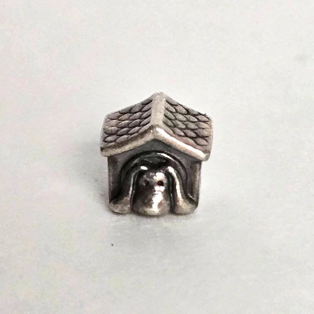 PANDORA Doghouse Charm 790592EN27 Sterling Silver Red Enamel Heart Puppy House